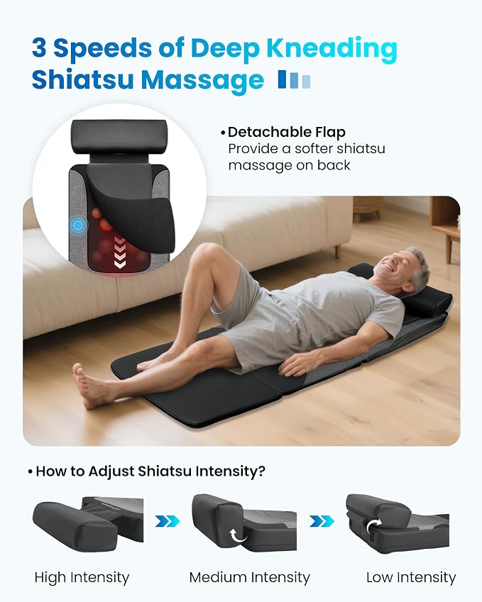 COMFIER FSA Full Body Massage Mat with Heat, HSA Eligible Shiatsu Back Massager for Pain Relief Kneading & Vibration, Graphene Heating Chair Massage Pad for Recliner Sofa Bed, Gifts for Mom Dad - Image 5