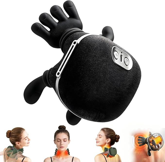 Neck Massager with Hands, Bionic Heated Shiatsu Neck & Back Massager 4D Wireless Portable Deep Tissue Electric Massage & Human Hand Simulation Heat Function for Neck Shoulder & Back Relaxation (Black) by Unknown