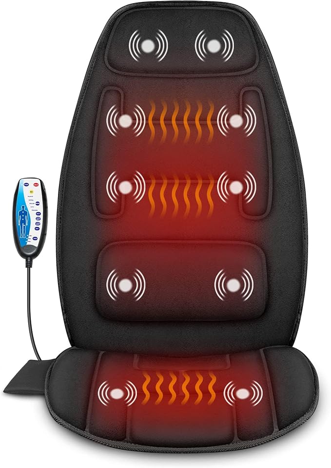 Snailax Vibration Back Massager with Heat, Massage Chair Pad,Black by Snailax