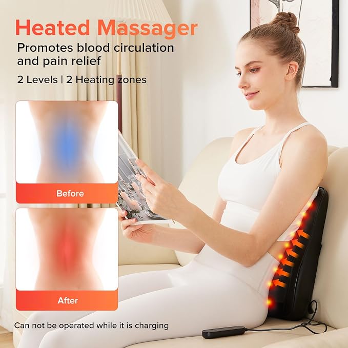 AERLANG Cordless Neck and Back Massager with Heat, 3D Shiatsu Kneading Pillow, 4 Massage Nodes & Bi-Directional Deep Tissue Massage for Neck/Shoulders/Back, Ideal Gift for Women & Men - Image 4