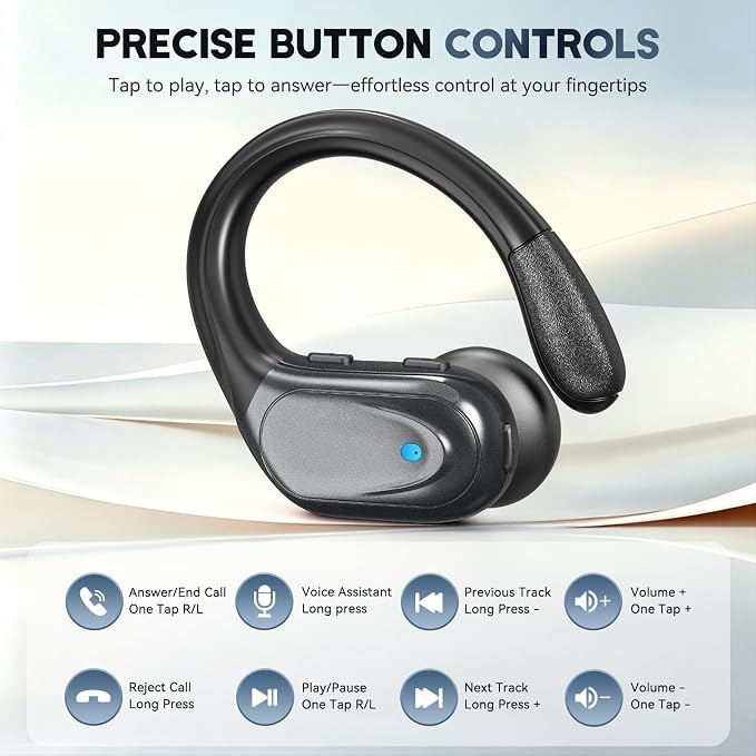 HAOYUYAN Wireless Earbuds, Sports Bluetooth Headphones, Noise Canceling Ear Buds with 80hr Playtime, LED Power Display, IPX7 Waterproof Earphones for Gym/Workout - Image 6