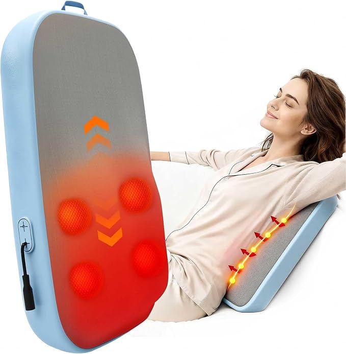 Solucky Back Massager for Pain Relief Deep Tissue, Back Massager with Heat, Deep Kneading Massage for Back, Adjustable Intensity & Dual Modes, Red Light Heating Therapy, 12V Corded for Home & Office by Solucky