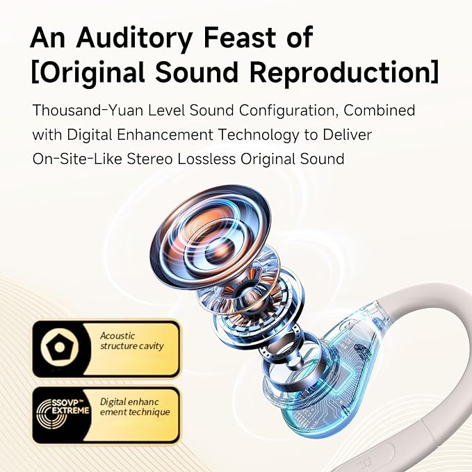 Wired Earbuds with Ear Hooks, 14.2mm Hi-Fi Stereo Over Ear Headphones with Microphone & Volume Control, Secure Fit Sports Earphones Compatible with Smartphones, Laptop, Tablet - Image 3