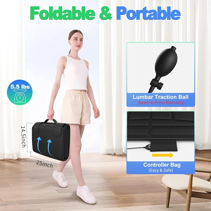 Full Body Massage Mat with Heat, Vibration Massage Mattress Pad with Lumbar Support Cushion, Foldable Massage Mat for Bed, Sofa & Floor, Relaxation & Comfort - Image 5
