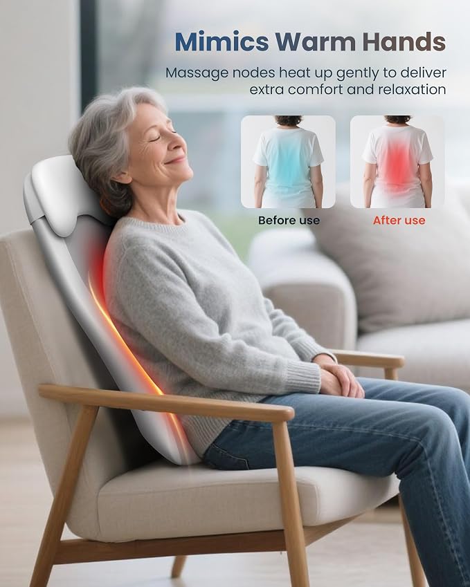 COMFIER Cordless Back Massager with Heat, Rechargeable Shiatsu Chair Pad - Image 5
