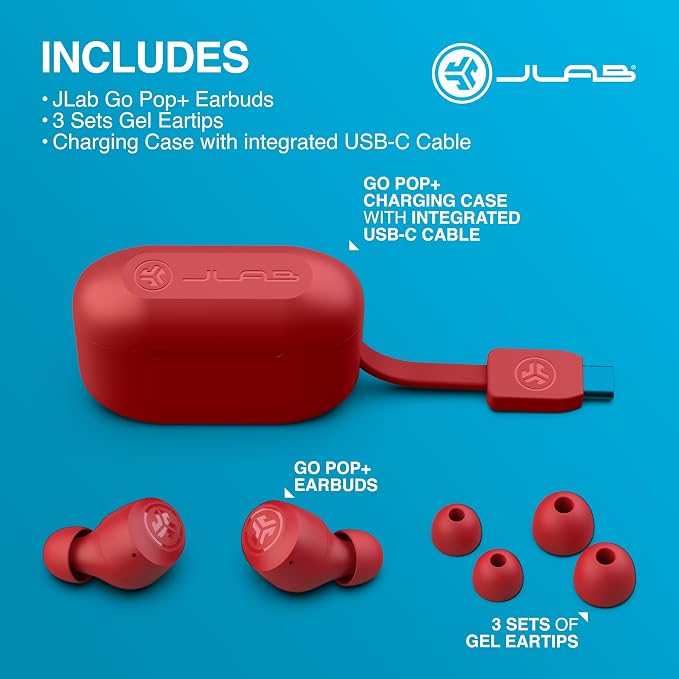 JLab Go Air Pop+ True Wireless Earbuds, Bluetooth 5.3 in Ear Headphones with Microphone, 35H Playtime, USB-C Charging Case, Dual Connect, EQ3 Sound, Rose - Image 7