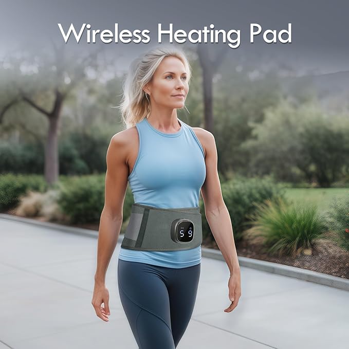 Comfytemp Cordless Portable Heating Pad with Massager for Lower Back Soothing, 9 Heat 5 Vibration 3 Intensity App Control, Rechargeable Cordless Wireless Heated with ifts for Mom Dad Senior, Grey - Image 5