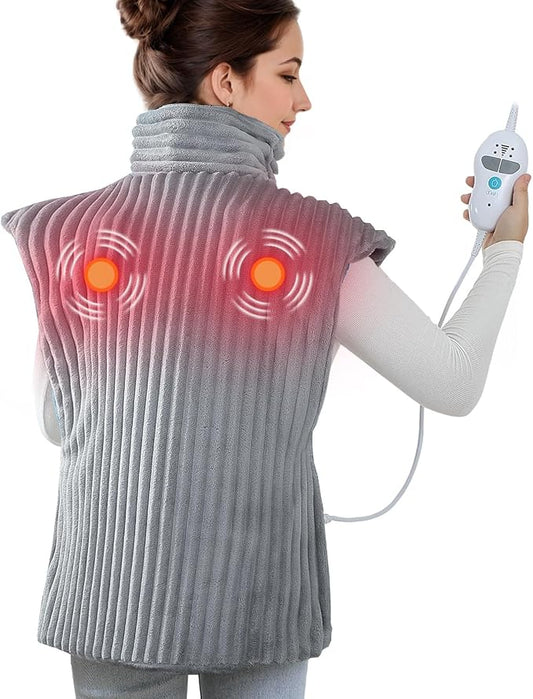 Wearable Massaging Heating Pad for Neck and Shoulders, Grey, 24x35inch by Dowin
