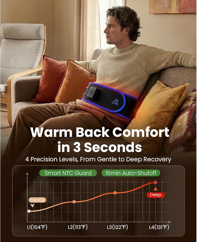 BOB AND BRAD ThermoRed Heating Pad Belt Massager for Lower Back Red Light - Image 4