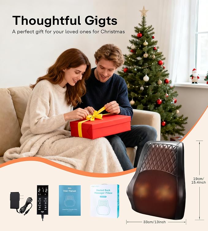 ALLJOY Back Massager with Heat, Electric Shiatsu Massage Pillow with LCD Display, 4 Modes & 3 Intensities Deep Tissue Kneading for Lower Back, Neck, Shoulder, Leg, Ideal Gifts for Men, Women - Image 8