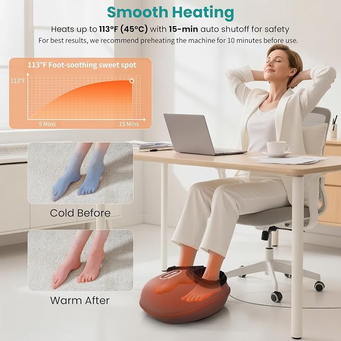Nekteck Shiatsu Foot Massager with Heat & Air Compression Deep Kneading - Image 3