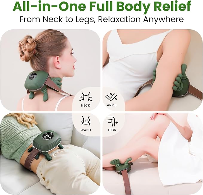 Vinid Neck Massager with Heat, Bionic Shiatsu Neck and Shoulder Massager with 4D Kneading Fingers,LCD Display & Remote Control, Neck Massager for Pain Relief Deep Tissue, Mothers Day(Green) - Image 5