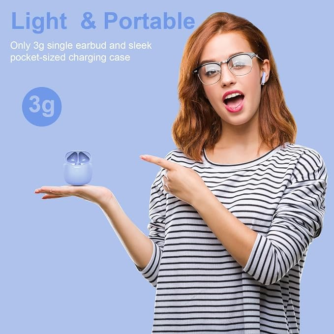 Wireless Earbuds, Bluetooth 5.4 Earbuds Stereo Bass, Bluetooth Headphones | in Ear Noise Cancelling Mic, Earphones IP7 Waterproof Sports, 32H Playtime USBC Charging Case Purple Ear Buds for Android iOS - Image 4