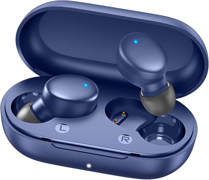 MOZOTER Mini Wireless Earbuds Bluetooth 5.3 in Ear Headphones Headsets | Light Weight,60Hrs Playtime Ear Buds with Charging Case,Smart Touch Control,Premium Sound with Deep Bass for Sport-Blue by MOZOTER