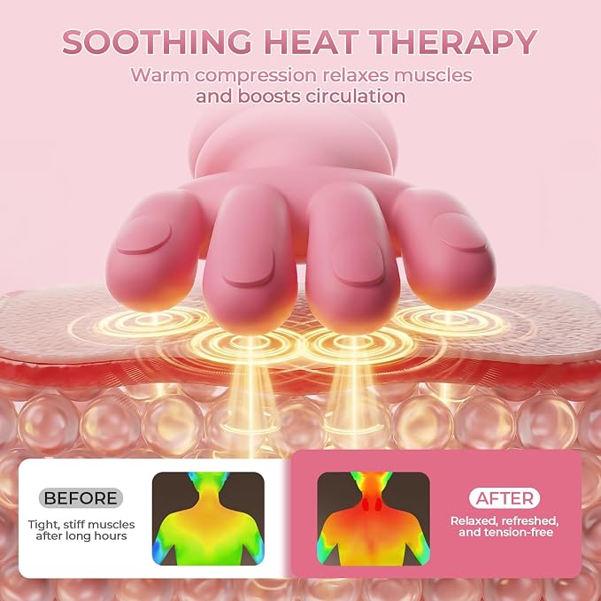 Vinid Bionic Neck and Shoulder Massager with Heat, 4D Kneading Massage, Simulated Human Hand Design for Pain Relief and Muscle Relax, Neck Massager Pillow Ideal for Valentines Gift, Pink - Image 5