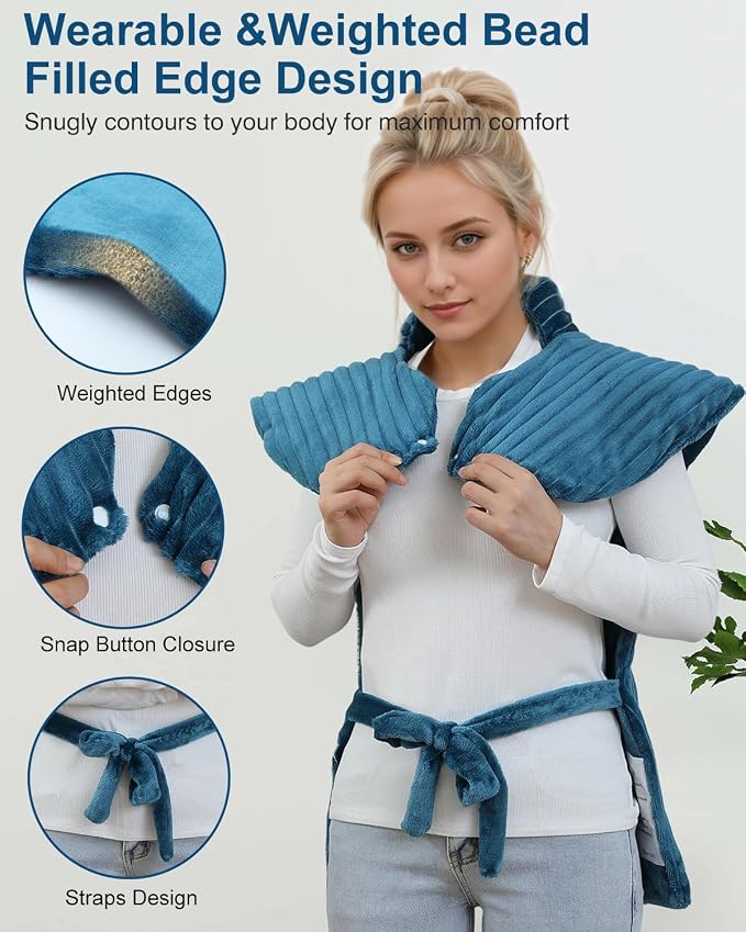 Vibrating Heating Pad for Neck and Shoulders and Back, 24"x35",Teal - Image 2