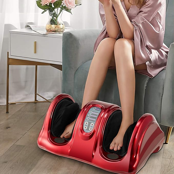 WELLHUT Foot Massager Machine Shiatsu Foot and Calf Massager for Ankle, Calf Leg Arm, Shiatsu Kneading Rolling, Feet Massager Machine, Gifts for Men and Women, Red - Image 2