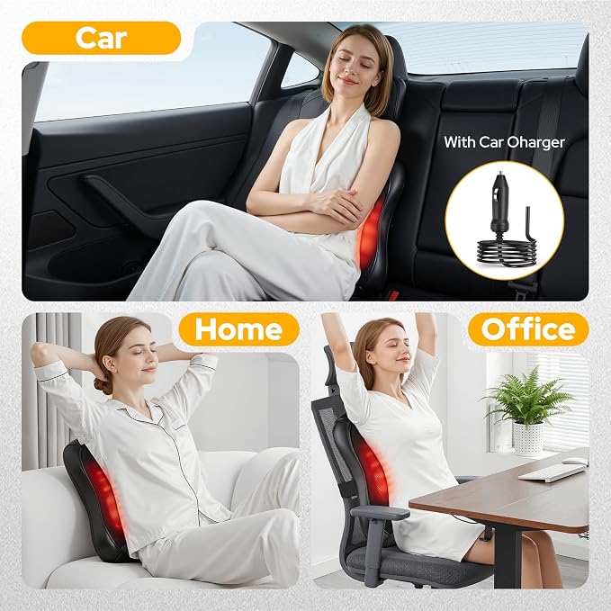 Shiatsu Back Massager with Heat: Upper & Lower Full Back Massager for Chair - Image 5