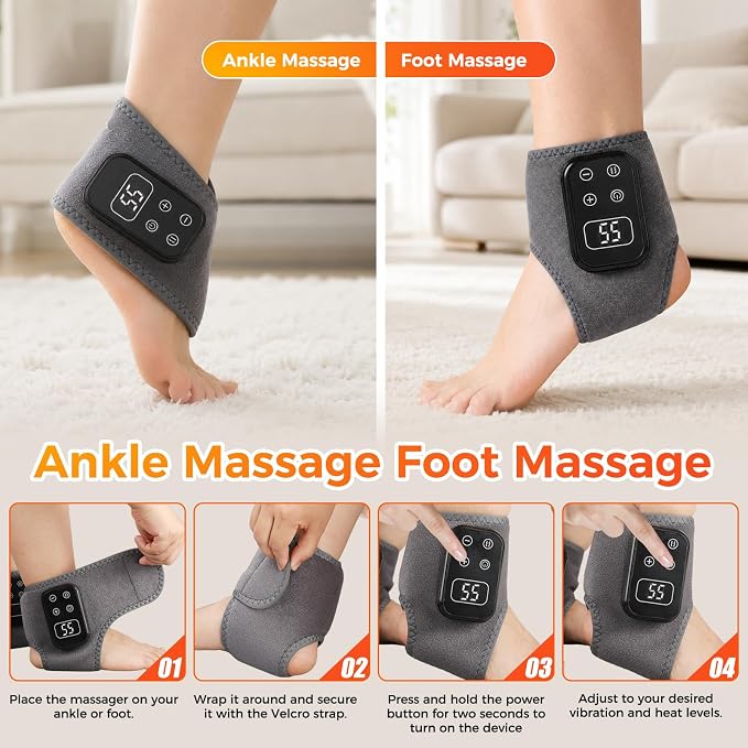 2PCS Foot Renew Massager for Neuropathy, 4-in-1 Cordless & Portable Foot and Ankle Massager for Heel, Arch & Ankle Relief, Foot Massager with 5 Vibration Mode & 5 Heat Levels, Ideal for Home & Travel - Image 7