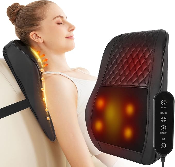 AERLANG Cordless Neck and Back Massager with Heat, 3D Shiatsu Kneading Pillow, 4 Massage Nodes & Bi-Directional Deep Tissue Massage for Neck/Shoulders/Back, Ideal Gift for Women & Men by AERLANG