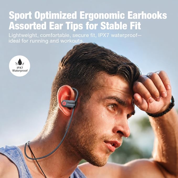 Boean Bluetooth Headphones, Wireless Headphones with AI Music Generation | 16 Hours Playtime Wireless Earbuds with Bluetooth 5.3 HD Stereo Sound, IPX7 Waterproof Running Headphones for Workout Sports - Image 2