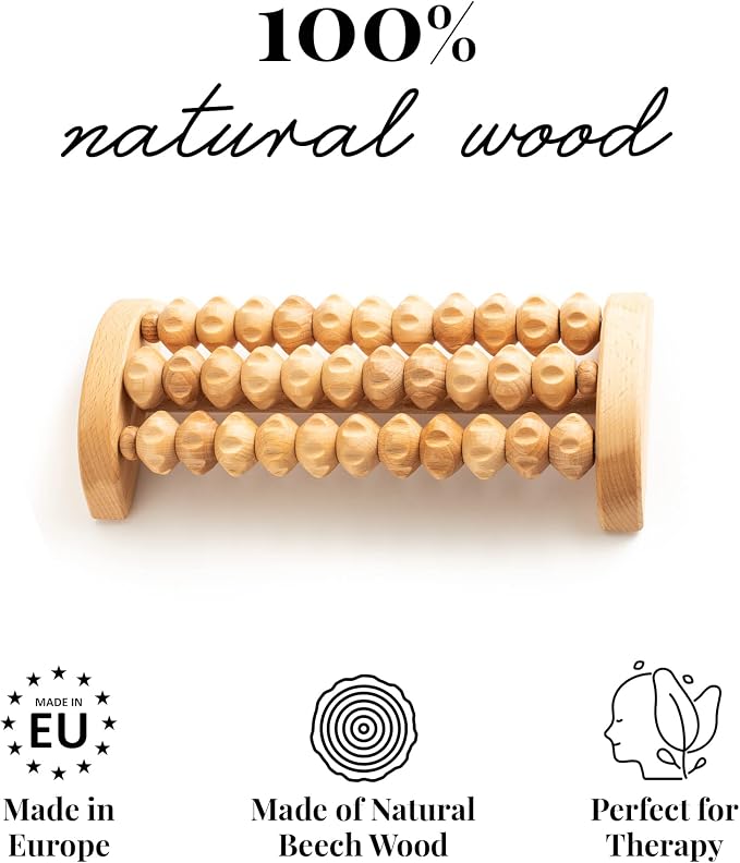 tuuli Wooden Foot Massager, Grooved Muscle Roller, Helps Ease Muscle Tension and Improve Blood Circulation, Natural Wood Therapy Massage Tools for Feet (M) - Image 4