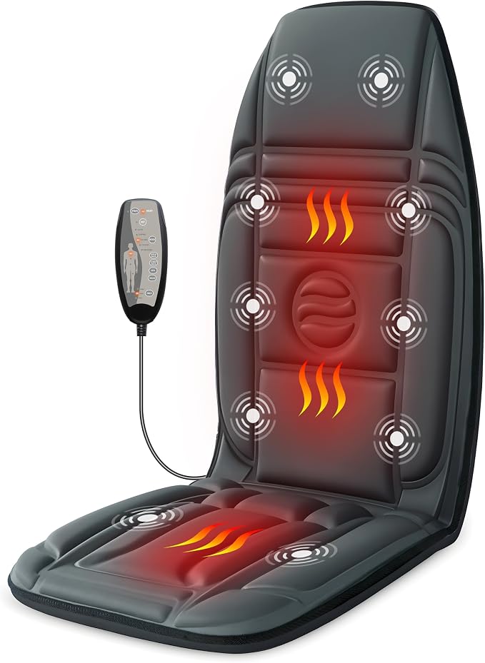 Heycool Back Massager with Heat, 10 Motors Vibration Pad for Office Chair by Heycool
