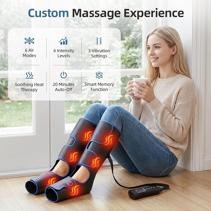 MEKZU Air Compression Leg Massager with Heat, 6 Massage Modes, Foot Boots - Image 3