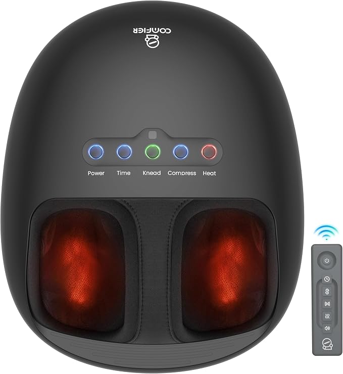 COMFIER Shiatsu Foot Massager with Heat for Plantar Fasciitis Neuropathy, Deep Kneading Vibration Feet Massager for Mom Dad Men Women-Home Office Use by COMFIER