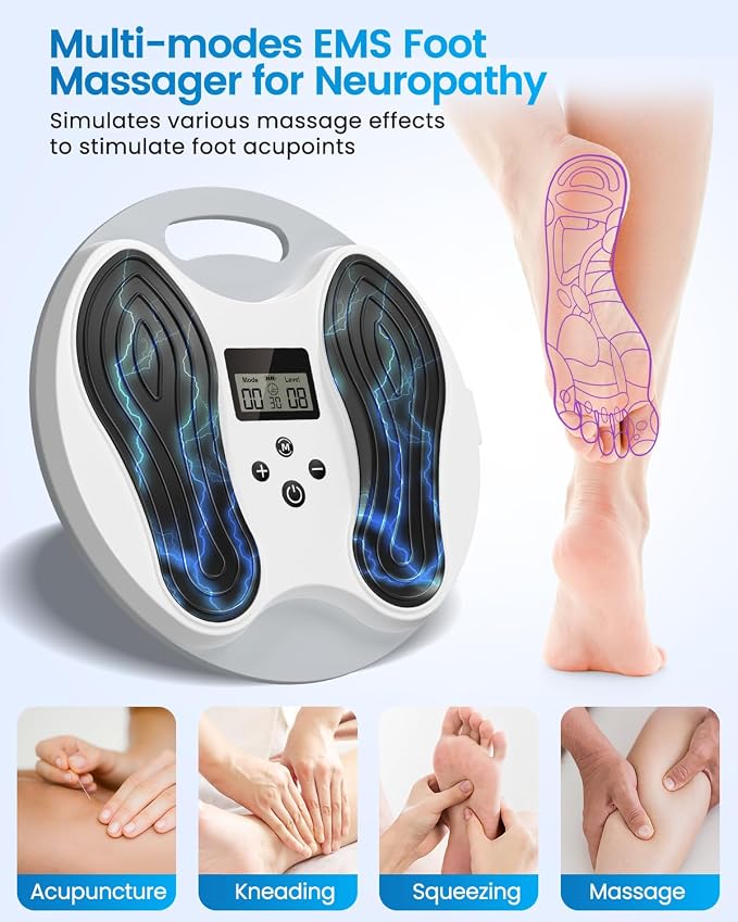 EMS Foot Massager for Neuropathy with 4 TENS Unit Muscle Stimulator Pads - Image 3