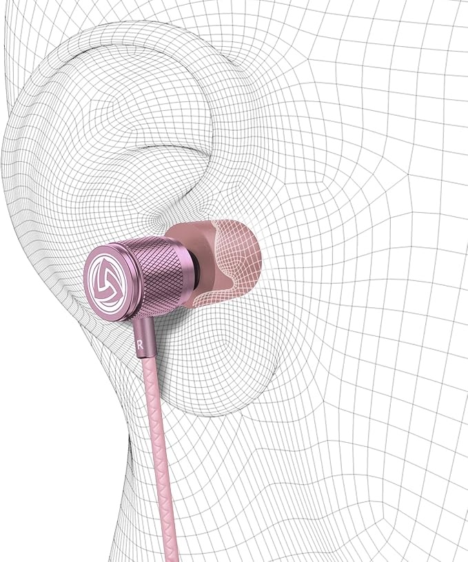 LUDOS Ultra Wired Earbuds in-Ear Headphones, 5 Years Warranty, Earphones with Microphone, Noise Isolating Ear Buds, Memory Foam for iPhone, Samsung, School Students, Kids, Women, Small Ears - Pink - Image 8