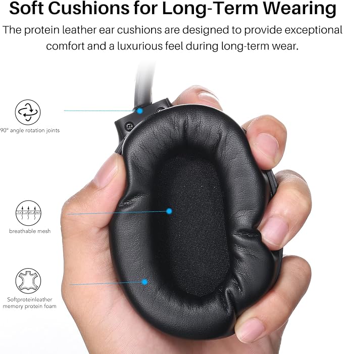 TOZO Hybrid Active Noise Cancelling Headphones, Wireless Over Ear Bluetooth Headset, 40H Playtime, Hi-Res Audio Custom EQ via App Deep Bass Comfort Fit Ear Cups, for Home Office Travel Black - Image 4