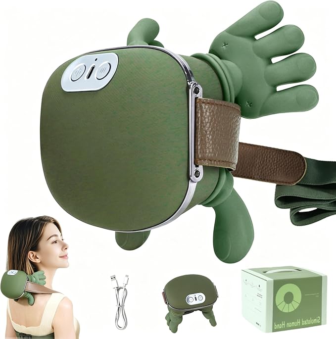 Neck and Shoulder Massager,Portable Shiatsu Back Massage Hand-Shaped Deep Tissue 4D Kneading Massager with Heat for Pain Relief and Muscle Relax,Gifts for Women Men,(Silver Button) by TSDRBWO