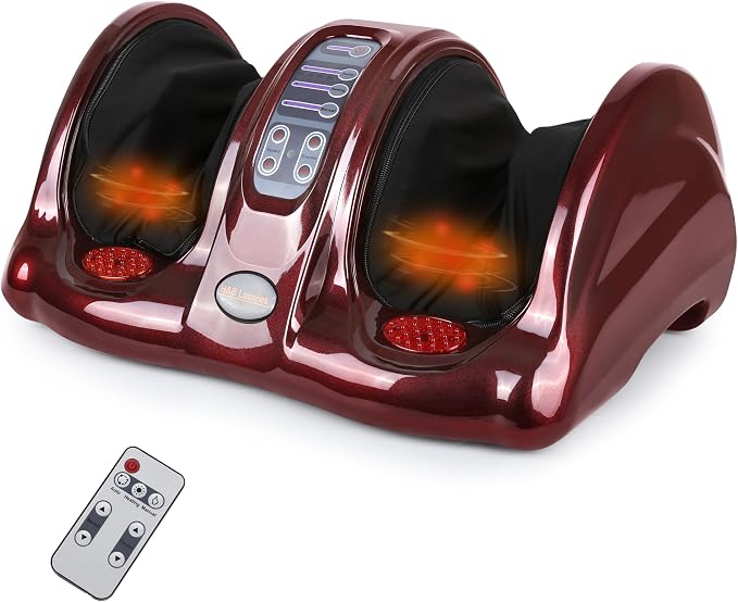Foot Massager with Heat, Shiatsu Foot Massager for Circulation and Pain Relief and Heat Therapy, Ankle, Calves and Feet Massage with Deep Kneading Rolling, Gifts for Women Men Mother Father (RED) by HBLuxuries