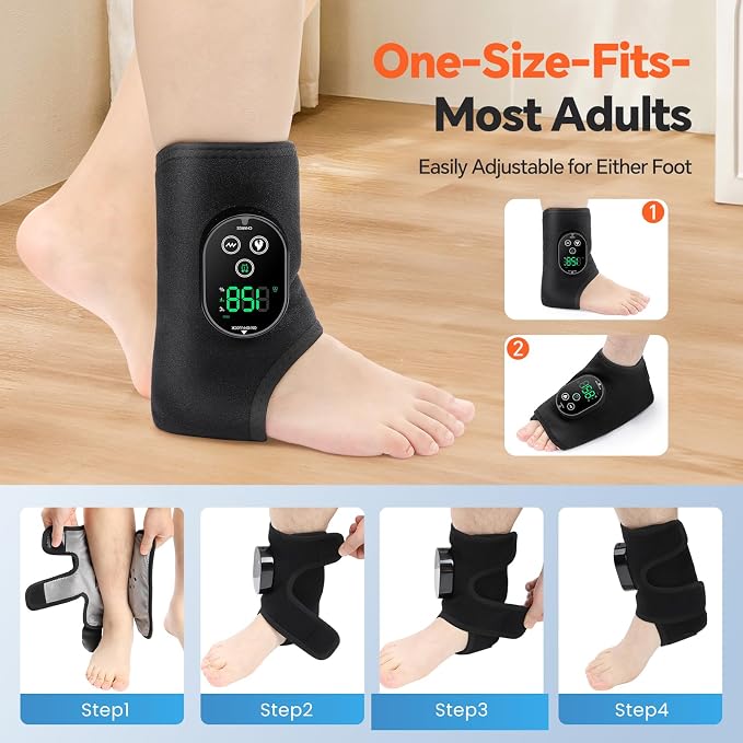 Cordless Foot Massager for Neuropathy, Foot and Ankle Massager for Pain Relief, 3000mAh Rechargeable Ankle Heating Pad with Massage for Circulation, Black - Image 9