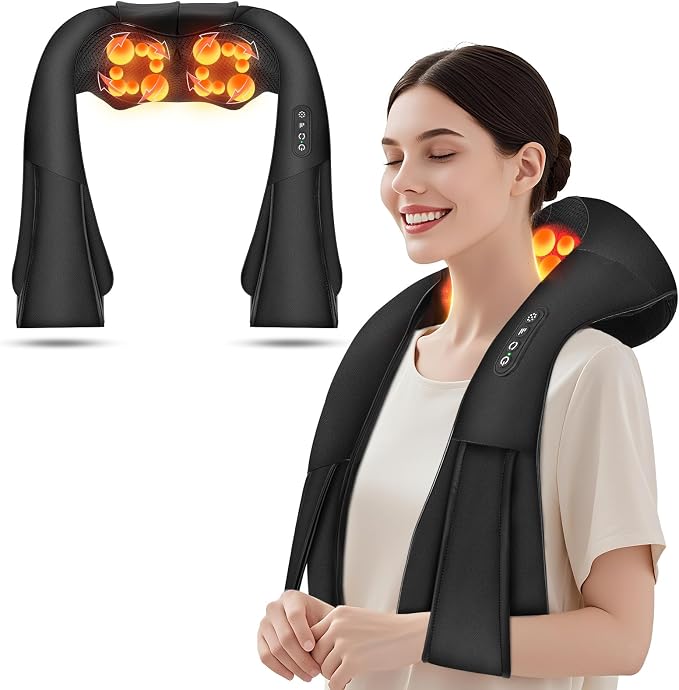 Cordless Shiatsu Neck and Shoulder Massager, Back Massager with Heat ,Massage Deeper Tissue 4D Kneading Massage for Shoulder, Neck and Back, Use at Home, Office, Car - Gifts for Fathers Day Dad Gift by AERLANG