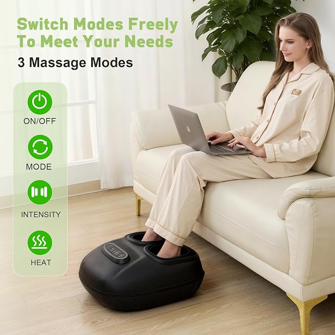 LINGTENG Foot Massager, Heated Foot Massager (Agate Black) - Image 3