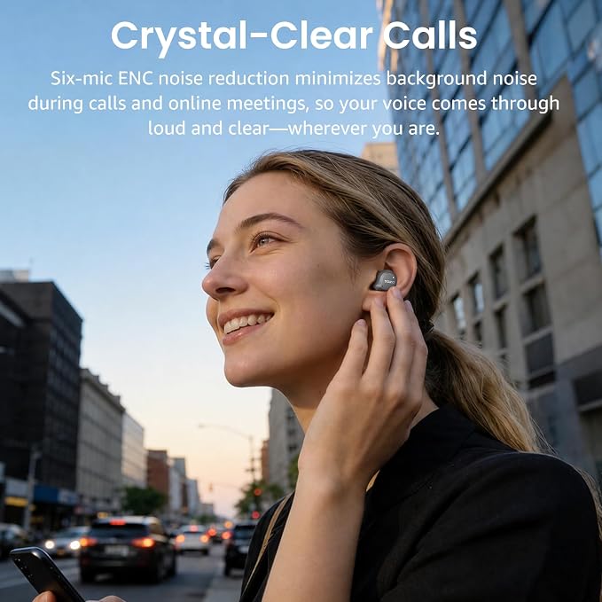 TOZO NC9 Hybrid Active Noise Cancelling Wireless Earbuds, 60H, LED Display | 6 Mic ENC Clear Calls, Deep Bass Sound, IPX8, in Ear Bluetooth 5.3 Headphones,32 EQs via APP, Comfort Fit Ear Buds, Gray - Image 8