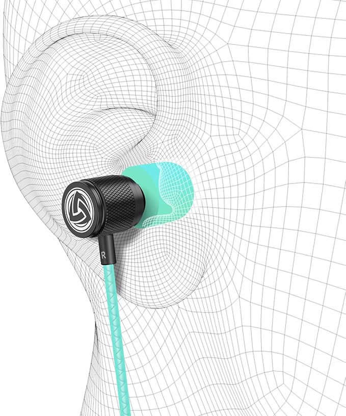 LUDOS Ultra Wired Earbuds in-Ear Headphones, 5 Years Warranty, Earphones with Mic, Noise Isolating Ear Buds, Memory Foam for iPhone, Samsung, School Students, Kids, Women, Small Ears - Turquoise - Image 8