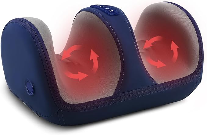Foot Massager with Heat, Electric Foot and Calf Roller Massager, Blue by CCHYF