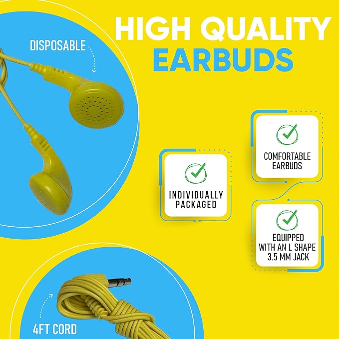 20 Pack Bulk Wired Earphones, In Ear Earbud Headphones with 3.5mm Jack, 4ft Tangle Free Cable, Comfortable Fit, Affordable and Cost Effective, Ideal for School Classroom Testing Students, Mix - Image 3