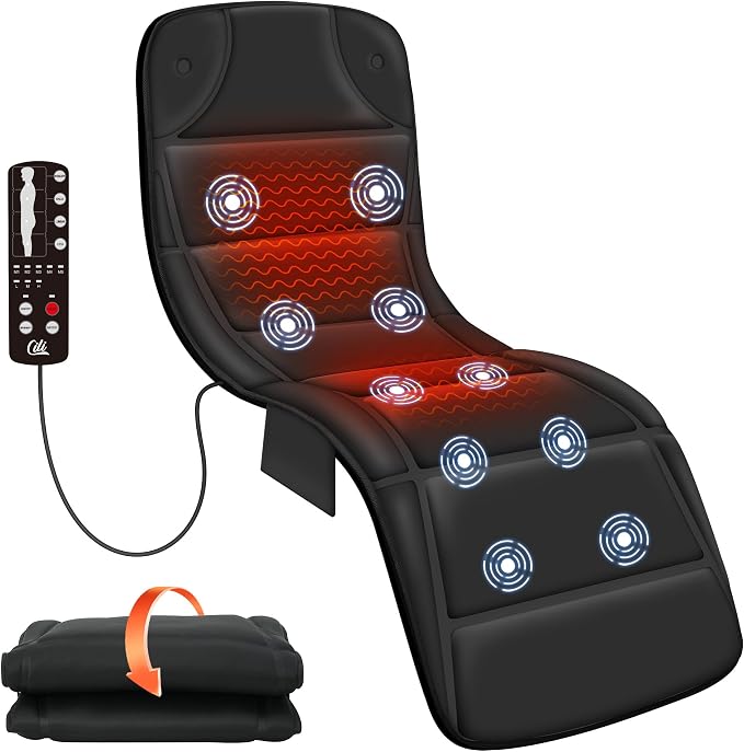 CILI Massage Mat Full Body,Massager Chair Pad,10 Vibration Motors & 5 Massage Modes,Back Massager for Bed,Massage Mattress Pad for Back,Heating Pad with Auto Shut Off, Gifts for Men,Women by CILI