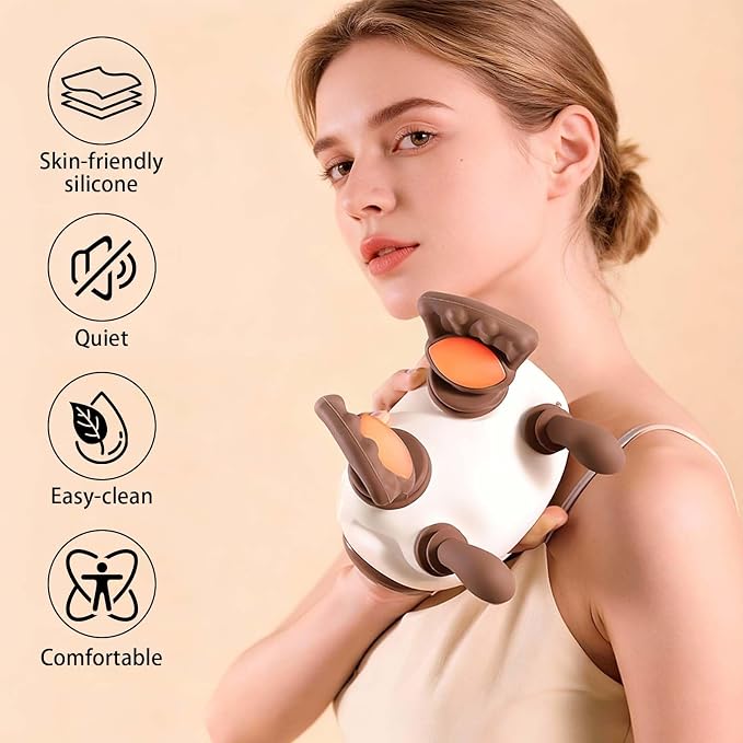 Neck and Shoulder Massager with Hands,Wireless Portable Deep Tissue Massage for Neck, 4D Bionic Real Touch Shiatsu Hand Massager, Rechargeable Cervical Electric Massager for Home Office - Image 2