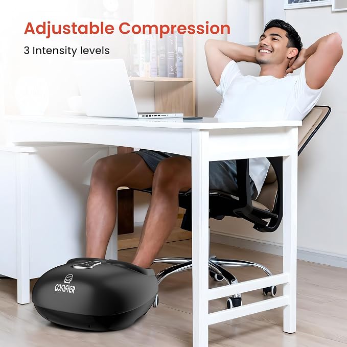 COMFIER Shiatsu Foot Massager with Heat, Compression Kneading Rolling,Vibration, Remote Control,Pause Function,Feet Massage for Neuropathy,Plantar Fasciitis,Home,Office,Gifts for Dad, Mom, Presents - Image 5