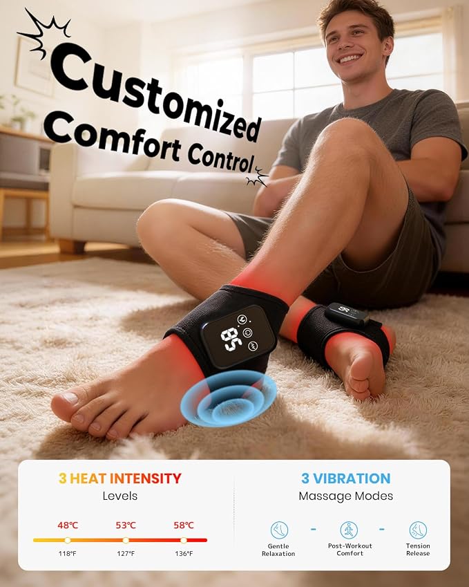 Foot Renew Triple Method Massager, 3 in 1 Cordless & Portable Foot and Ankle Massager with 3 Vibration Modes & 3 Heat Levels, for Heel, Arch, and Ankle Comfort & Relief for Home/Office/Travel (1PC) - Image 4