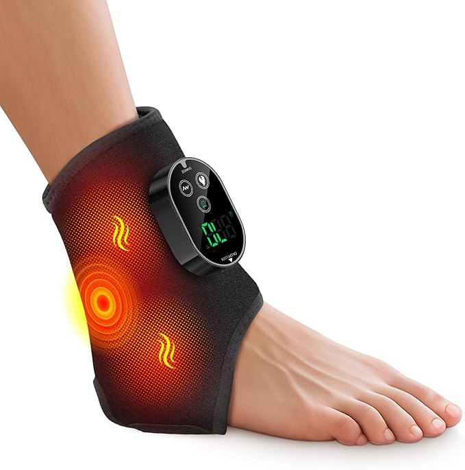 Cordless Foot Massager for Neuropathy, Foot and Ankle Massager for Pain Relief, 3000mAh Rechargeable Ankle Heating Pad with Massage for Circulation, Black by BAISEMAIN