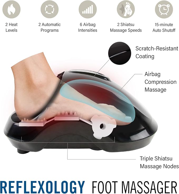 Daiwa Felicity Reflexology Foot Massager – Shiatsu Foot Massager with Heat, Kneading Rollers & Air Compression, 6 Intensity Levels, 2 Heat Settings, Automatic Programs, Deep Tissue Foot Massage - Image 6