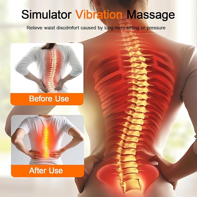 3 in 1 Upgraded Rechargeable Electric Lumbar Support Pillow with Heat & Massage Back Cushion, Ergonomic Memory Foam Lower Back Massager for Fatigue Relief, for Home, Office, Bed, Sofa, and Car Use - Image 7