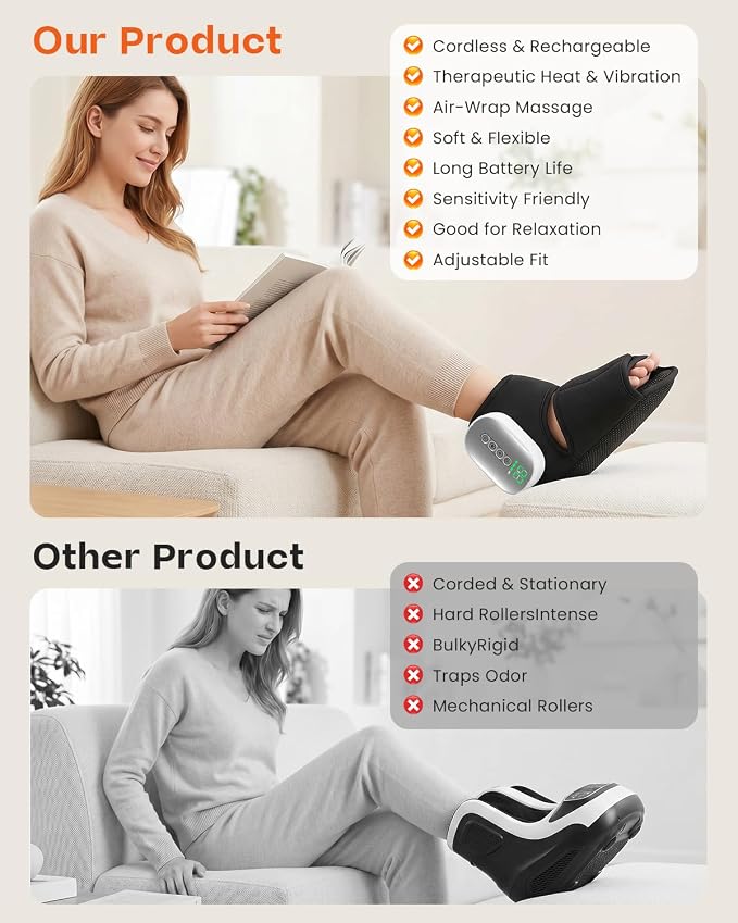 Foot Massager, 3-Mode Foot & Ankle Massager for Pain Relief, Heating Foot Massager with 4 Temperature & 4 Intensity Levels, 15-Min Auto Timer, Ankle Massager - Image 6