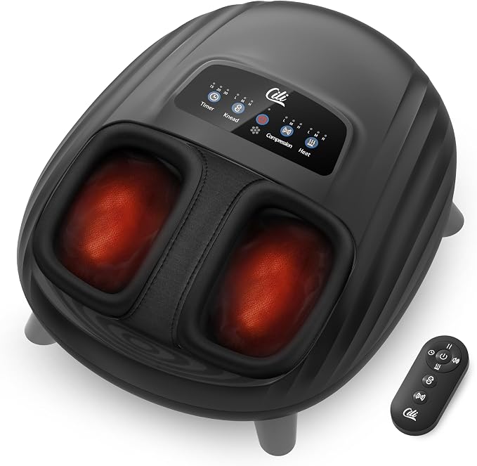 CILI Foot Massager with Heat, Shiatsu Foot Massage Machine for Plantar Fasciitis Neuropathy, 3 Sole & Instep Heating Levels, 3 Intensity Adjustable, Up to Size 14, Gifts for Him Her by CILI